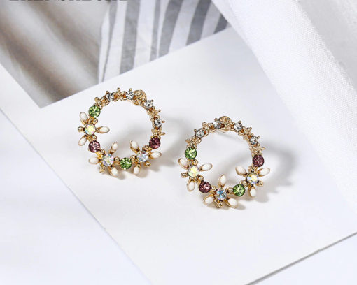 Earrings & Studs Elegant Flower Wreath Stud Earrings