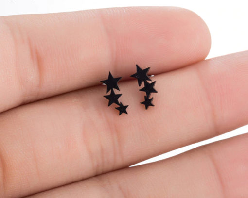 Earrings & Studs Tri Star Earrings Stud – Black