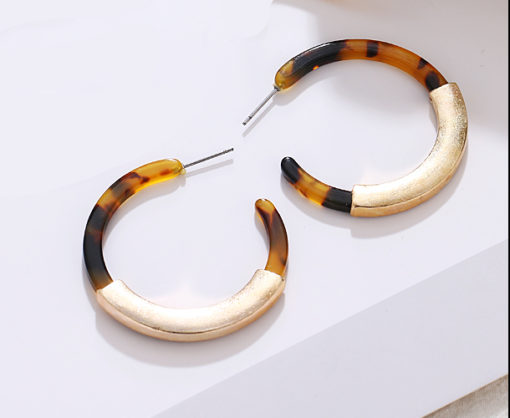 Earrings & Studs Cheetah Pattern Acrylic Earrings – Semi Hoop