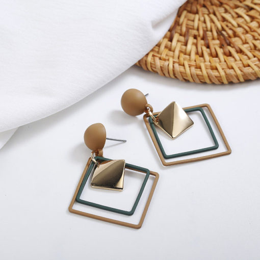 Earrings & Studs Double Square Geometric Earrings