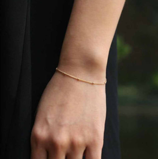Bracelets & Bangles Tiny Dainty Gold Bead Bracelet